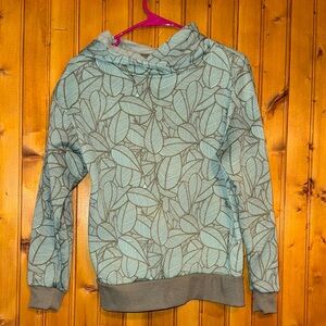 Leaf Patterned Hoodie - Mint Green